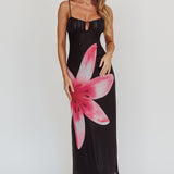 Kailua Floral Print Maxi Dress Black