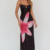 Kailua Floral Print Maxi Dress Black
