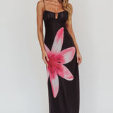 Kailua Floral Print Maxi Dress Black