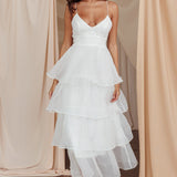 Made For You Tiered Ruffle Midi Dress White
