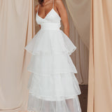 Made For You Tiered Ruffle Midi Dress White