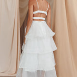 Made For You Tiered Ruffle Midi Dress White