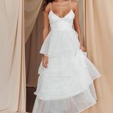 Made For You Tiered Ruffle Midi Dress White