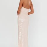 High Roller Flower Decoration Halter Dress Sequin Pink