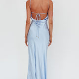 High Roller Cowl Back Rosette Maxi Dress Blue