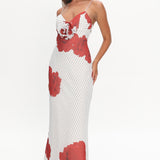 High Roller Rosette Maxi Dress Print White