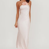 High Roller Flower Decoration Halter Dress Baby Pink