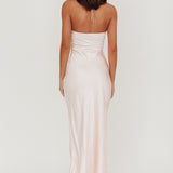 High Roller Flower Decoration Halter Dress Baby Pink