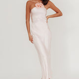 High Roller Flower Decoration Halter Dress Baby Pink