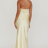 High Roller Flower Decoration Halter Dress Butter