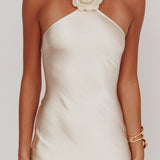 High Roller Flower Decoration Halter Dress Champagne