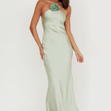 High Roller Flower Decoration Halter Dress Sage