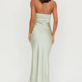 High Roller Flower Decoration Halter Dress Sage