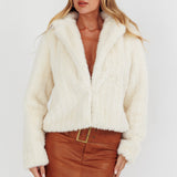 Smoky Mountains Faux Fur Jacket Beige