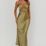 Her theory Lace Trim Maxi Dress Olive