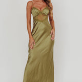 Her theory Lace Trim Maxi Dress Olive