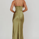 Her theory Lace Trim Maxi Dress Olive