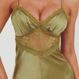 Her theory Lace Trim Maxi Dress Olive