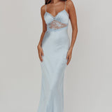Her theory Lace Trim Maxi Dress Steel Blue