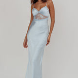 Her theory Lace Trim Maxi Dress Steel Blue