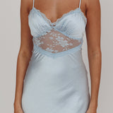 Her theory Lace Trim Maxi Dress Steel Blue