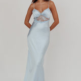 Her theory Lace Trim Maxi Dress Steel Blue