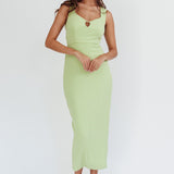 Jennine Lace-Up Back Midi Dress Matcha