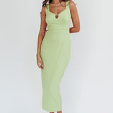 Jennine Lace-Up Back Midi Dress Matcha
