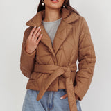 Kiersten Waist Tie Puffer Jacket Mocha
