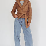 Kiersten Waist Tie Puffer Jacket Mocha