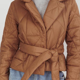 Kiersten Waist Tie Puffer Jacket Mocha