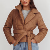 Kiersten Waist Tie Puffer Jacket Mocha