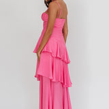 Madrid Summer Tiered Ruffle Maxi Dress Pink