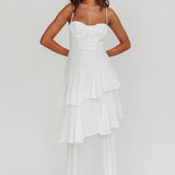 Madrid Tiered Ruffle Maxi Dress White