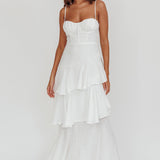 Madrid Tiered Ruffle Maxi Dress White