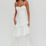 Madrid Tiered Ruffle Maxi Dress White