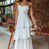 Madrid Tiered Ruffle Maxi Dress White