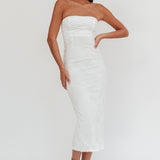 Bia Strapless Embroidered Midi Dress White