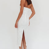 Bia Strapless Embroidered Midi Dress White