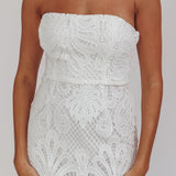 Bia Strapless Lace Embroidered Maxi Dress White