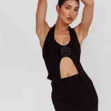 Blackthorn Halter Neck Rosette Top Black