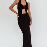 Blackthorn Halter Neck Rosette Top Black