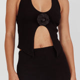 Blackthorn Halter Neck Rosette Top Black