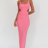Piera Cut-Out Waist Maxi Dress Hot Pink
