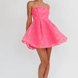 Kesenia Strapless Embroidered Mini Dress Hot Pink