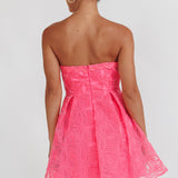 Kesenia Strapless Embroidered Mini Dress Hot Pink