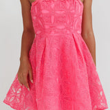 Kesenia Strapless Embroidered Mini Dress Hot Pink