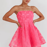 Kesenia Strapless Embroidered Mini Dress Hot Pink