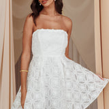 Kesenia Strapless Embroidered Mini Dress White