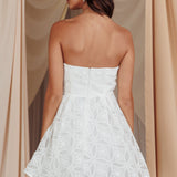 Kesenia Strapless Embroidered Mini Dress White